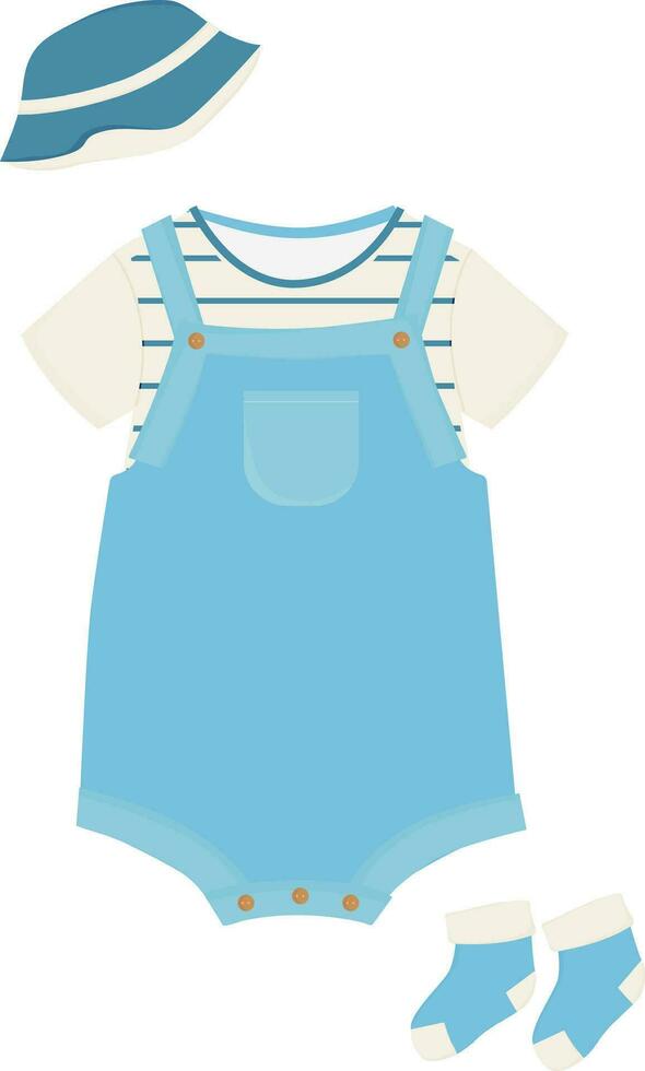 baby kleren, kleren voor weinig jongen, pasgeboren ding, kinderen kleren, pasgeboren baby kleding, kinderen kleren, baby jongen, kinderen uitrusting, kinderen set. vector illustratie.