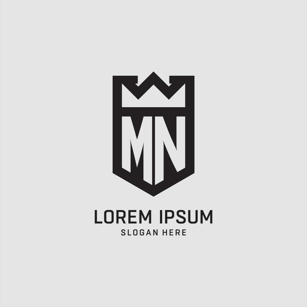 eerste mn logo schild vorm geven aan, creatief esport logo ontwerp vector