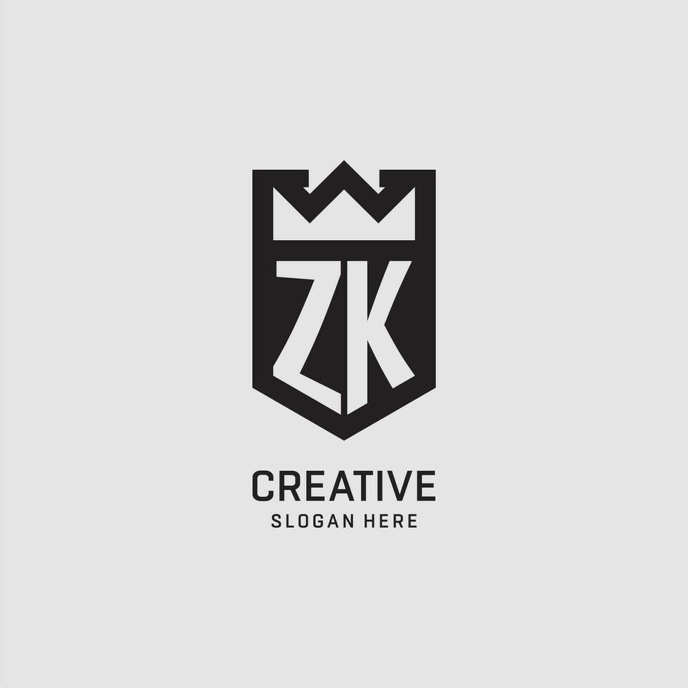 eerste zk logo schild vorm geven aan, creatief esport logo ontwerp vector