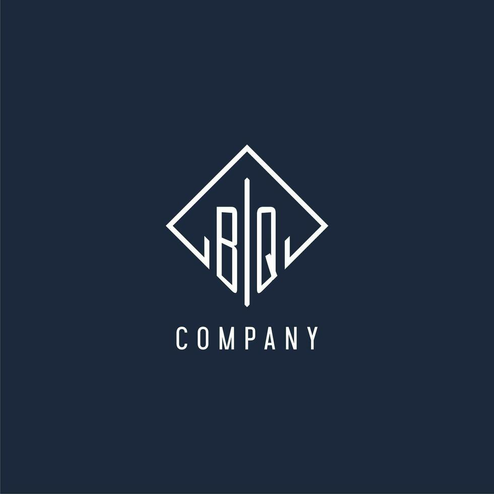 bq eerste logo met luxe rechthoek stijl ontwerp vector