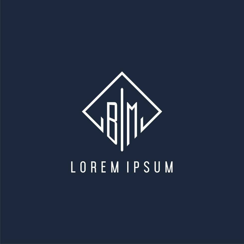 bm eerste logo met luxe rechthoek stijl ontwerp vector