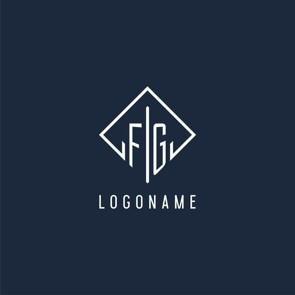 fg eerste logo met luxe rechthoek stijl ontwerp vector