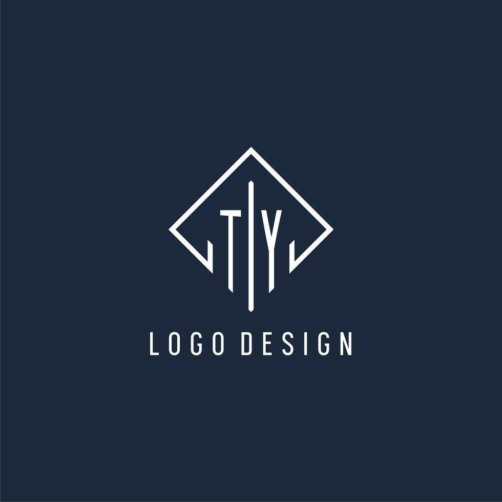 ty eerste logo met luxe rechthoek stijl ontwerp vector