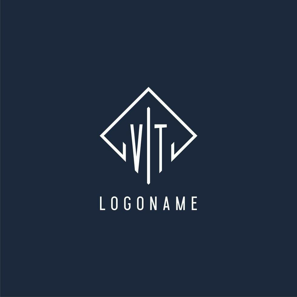 ww eerste logo met luxe rechthoek stijl ontwerp vector