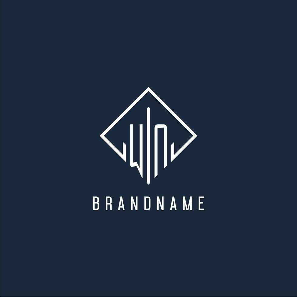 wn eerste logo met luxe rechthoek stijl ontwerp vector