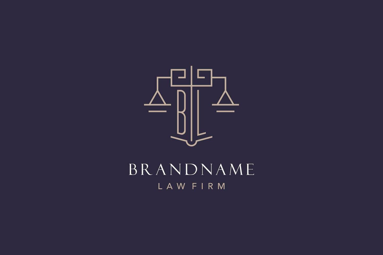 eerste brief bl logo met schaal van gerechtigheid logo ontwerp, luxe wettelijk logo meetkundig stijl vector