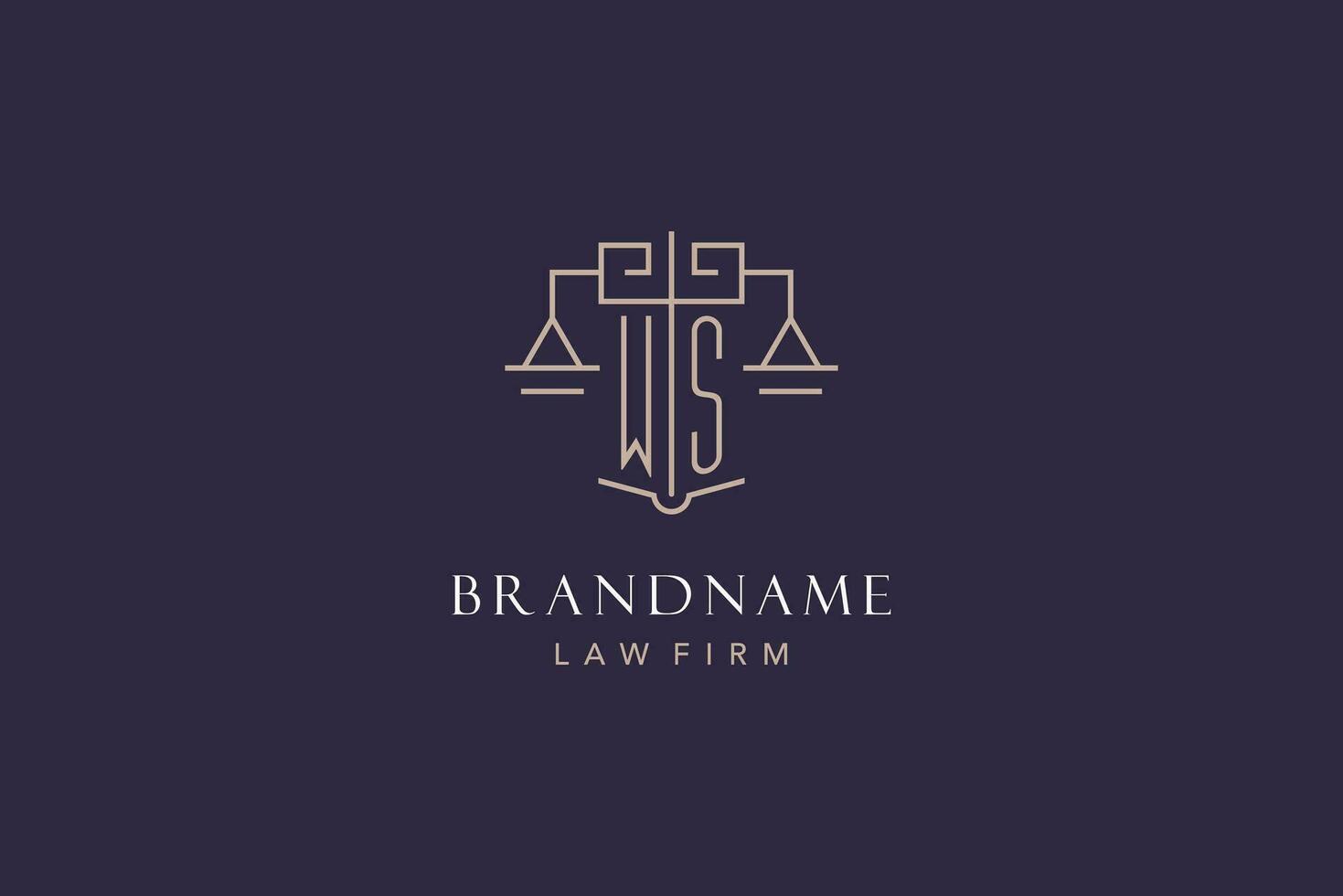 eerste brief ws logo met schaal van gerechtigheid logo ontwerp, luxe wettelijk logo meetkundig stijl vector