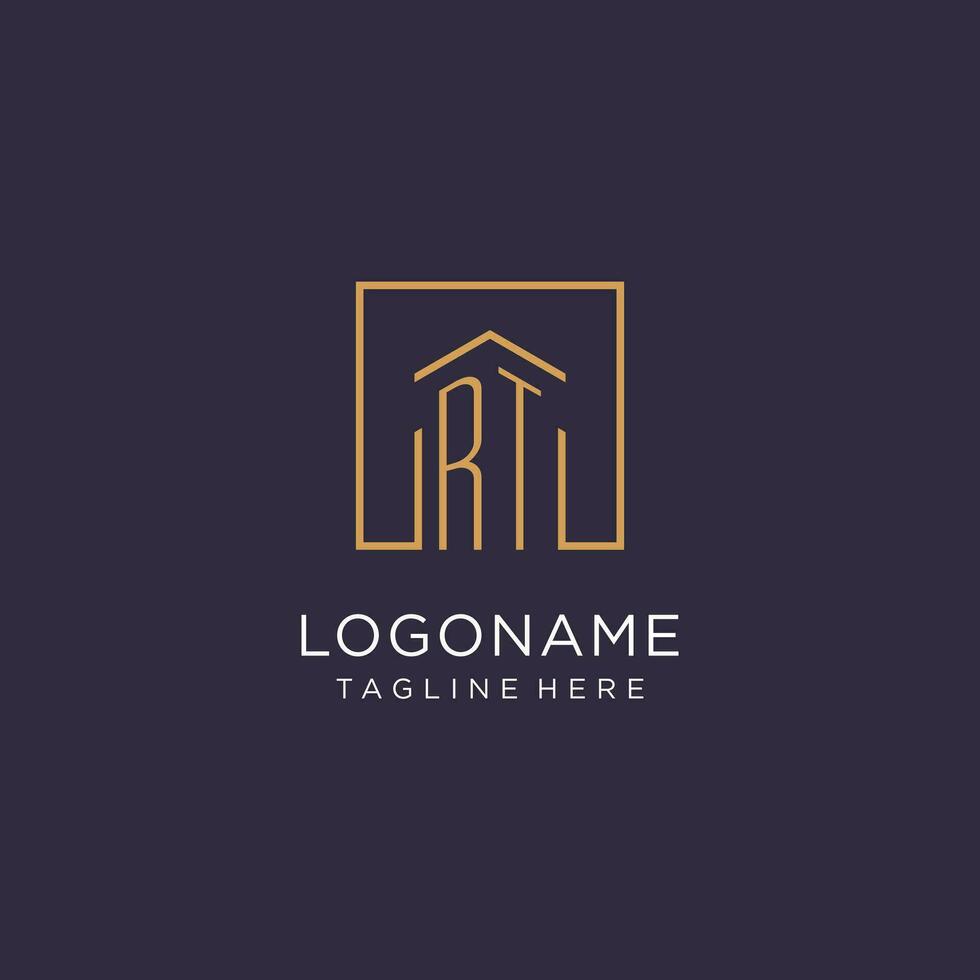 rt eerste plein logo ontwerp, modern en luxe echt landgoed logo stijl vector