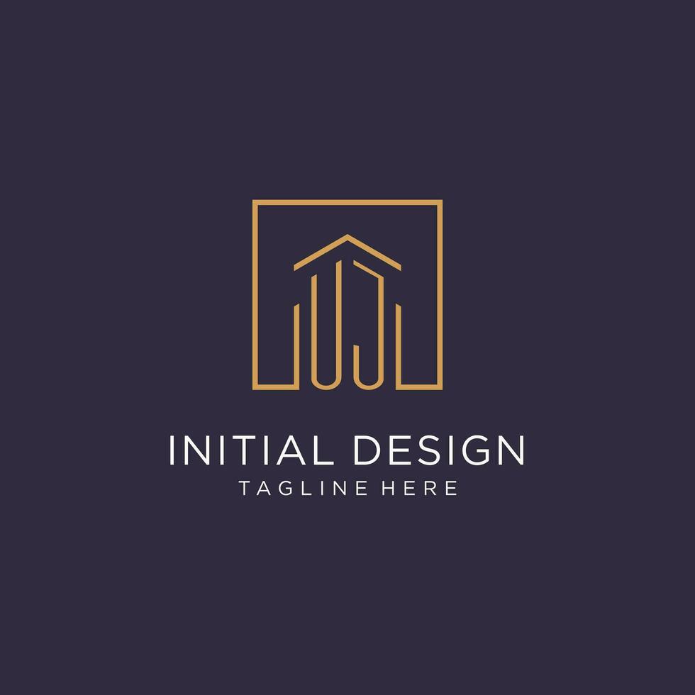 uj eerste plein logo ontwerp, modern en luxe echt landgoed logo stijl vector