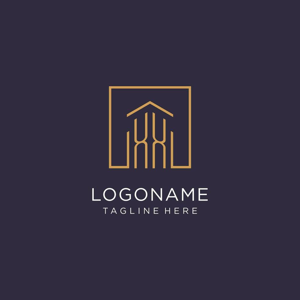 xx eerste plein logo ontwerp, modern en luxe echt landgoed logo stijl vector