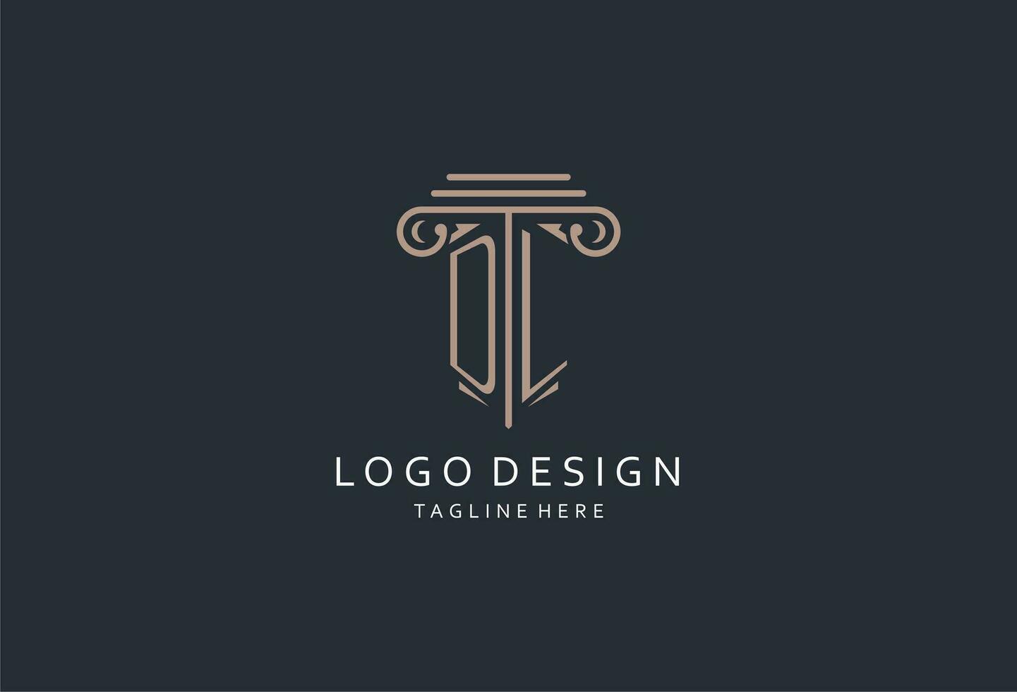 dl monogram logo met pijler vorm icoon, luxe en elegant ontwerp logo voor wet firma eerste stijl logo vector