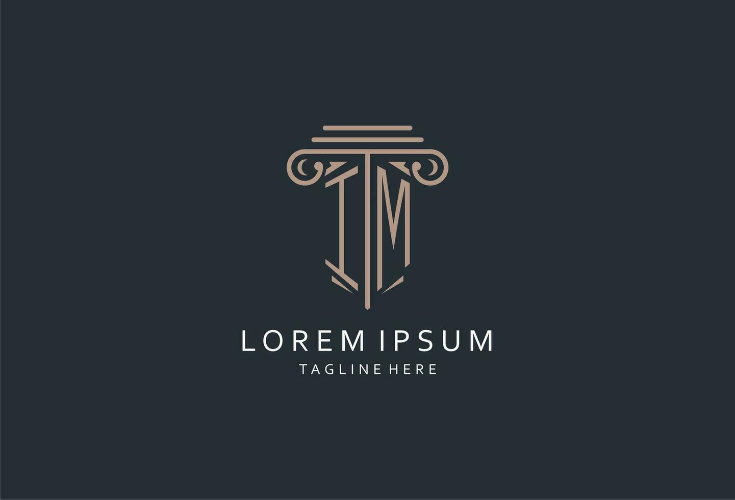 im monogram logo met pijler vorm icoon, luxe en elegant ontwerp logo voor wet firma eerste stijl logo vector