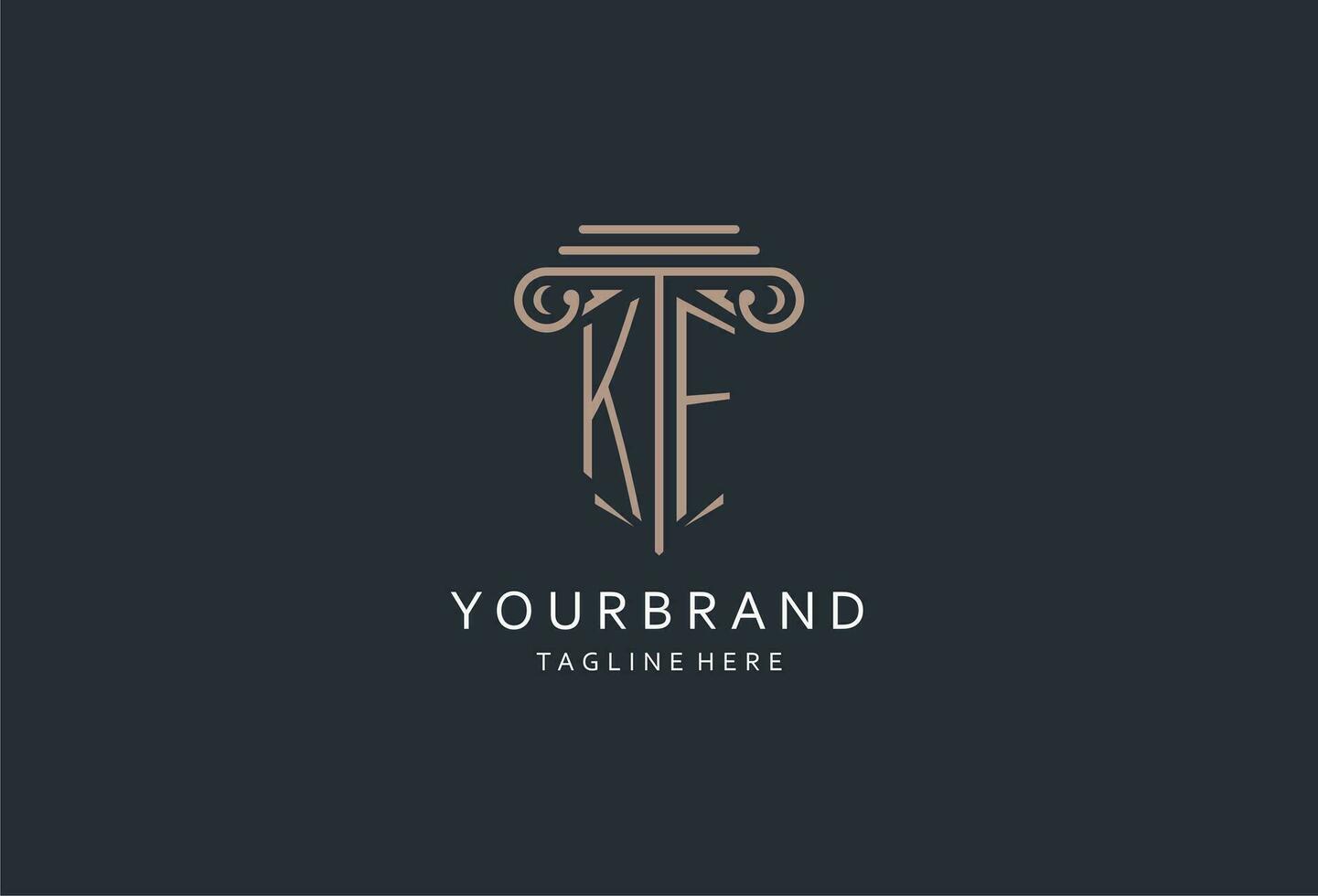 kf monogram logo met pijler vorm icoon, luxe en elegant ontwerp logo voor wet firma eerste stijl logo vector