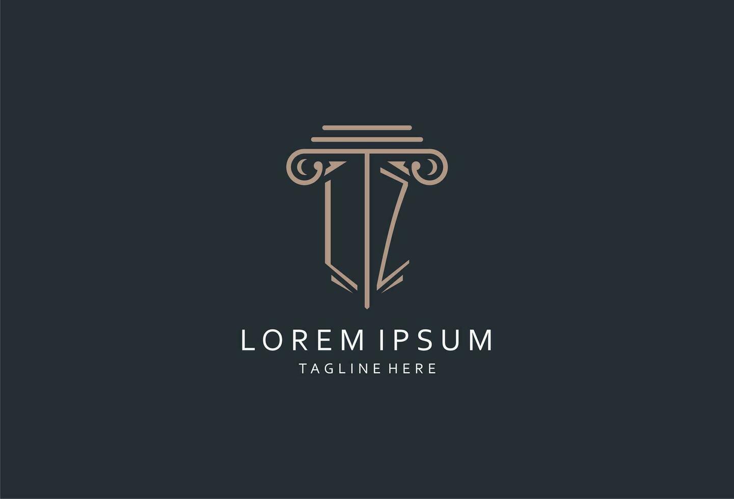 lz monogram logo met pijler vorm icoon, luxe en elegant ontwerp logo voor wet firma eerste stijl logo vector