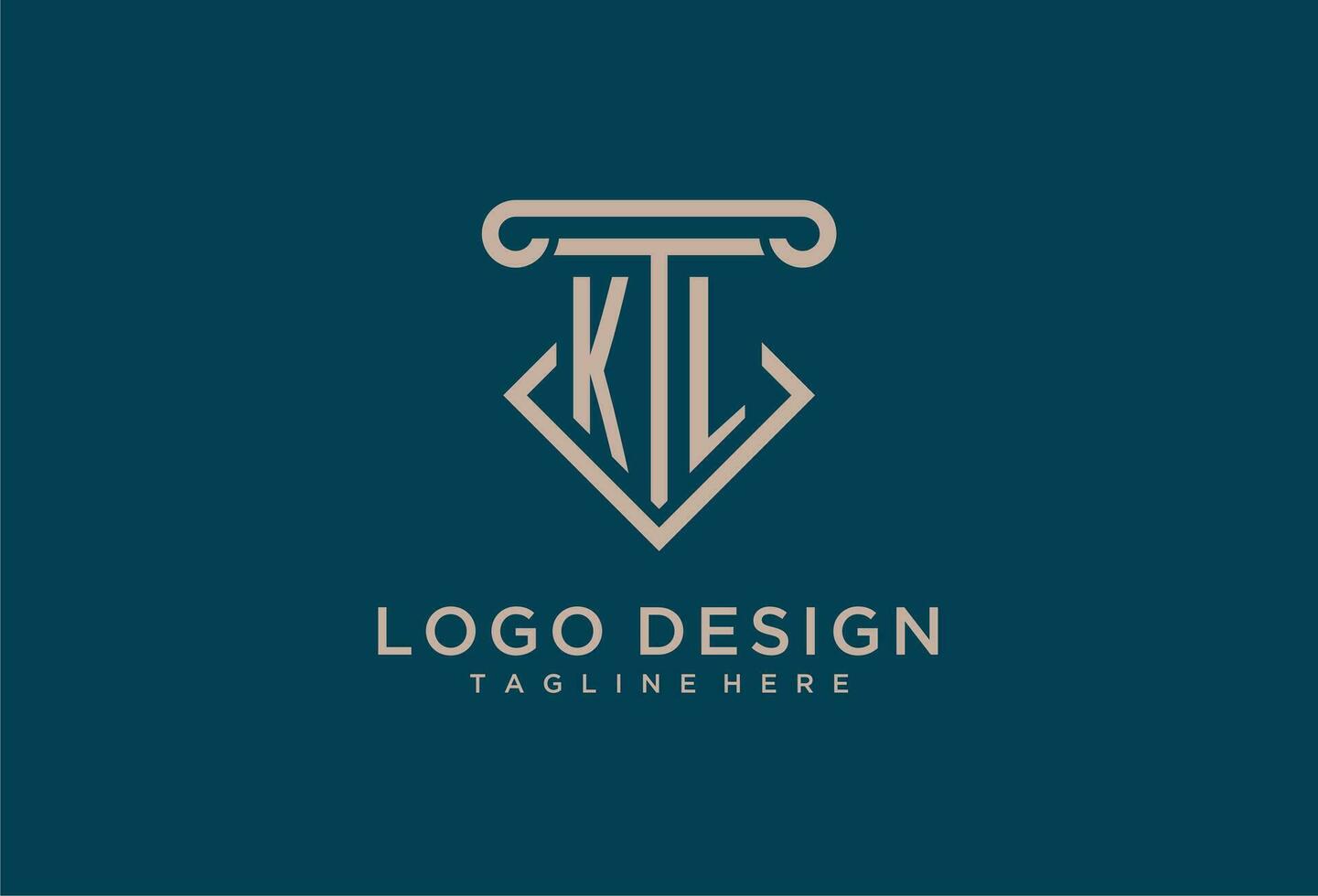 kl eerste met pijler icoon ontwerp, schoon en modern procureur, wettelijk firma logo vector