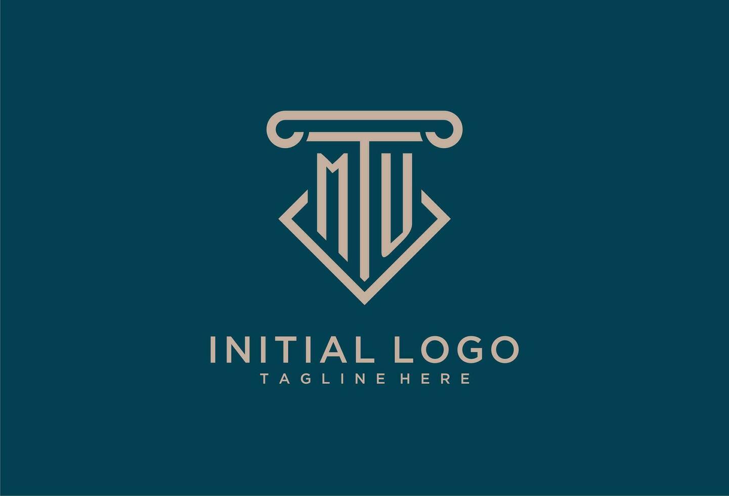 mu eerste met pijler icoon ontwerp, schoon en modern procureur, wettelijk firma logo vector