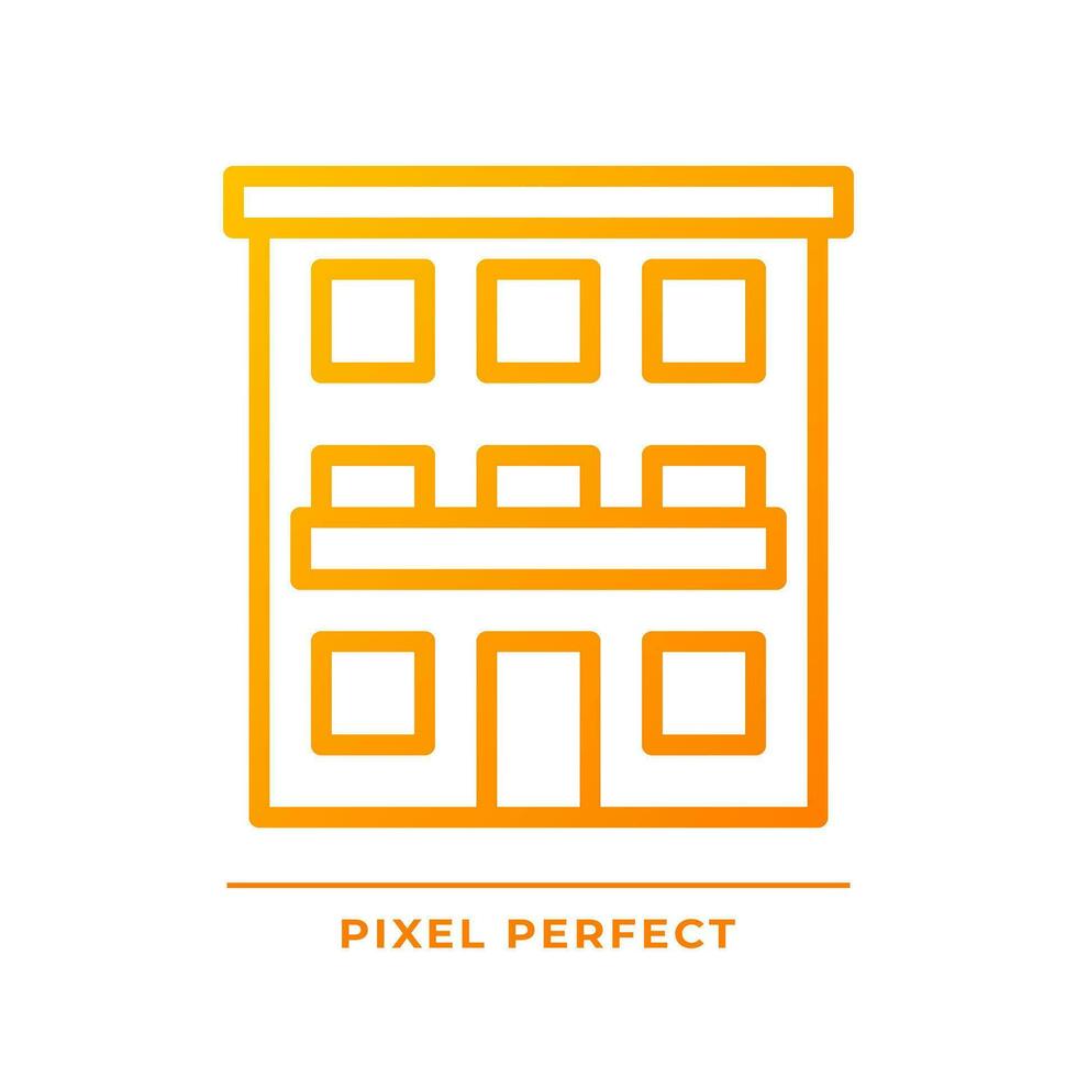 condominium pixel perfect helling lineair vector icoon. gemeenschap eigendom. appartementen complex. stedelijk gebouw. dun lijn kleur symbool. modern stijl pictogram. vector geïsoleerd schets tekening
