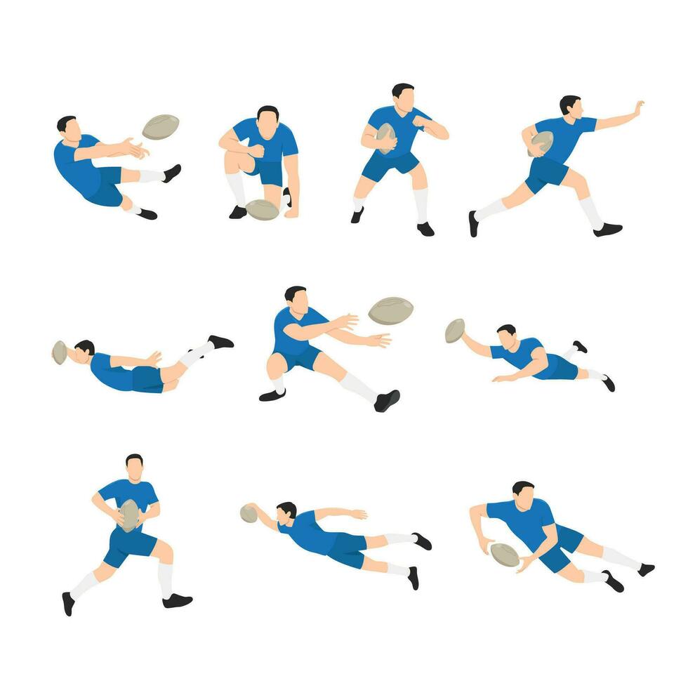 de reeks van verschillend rugby spelers. vector