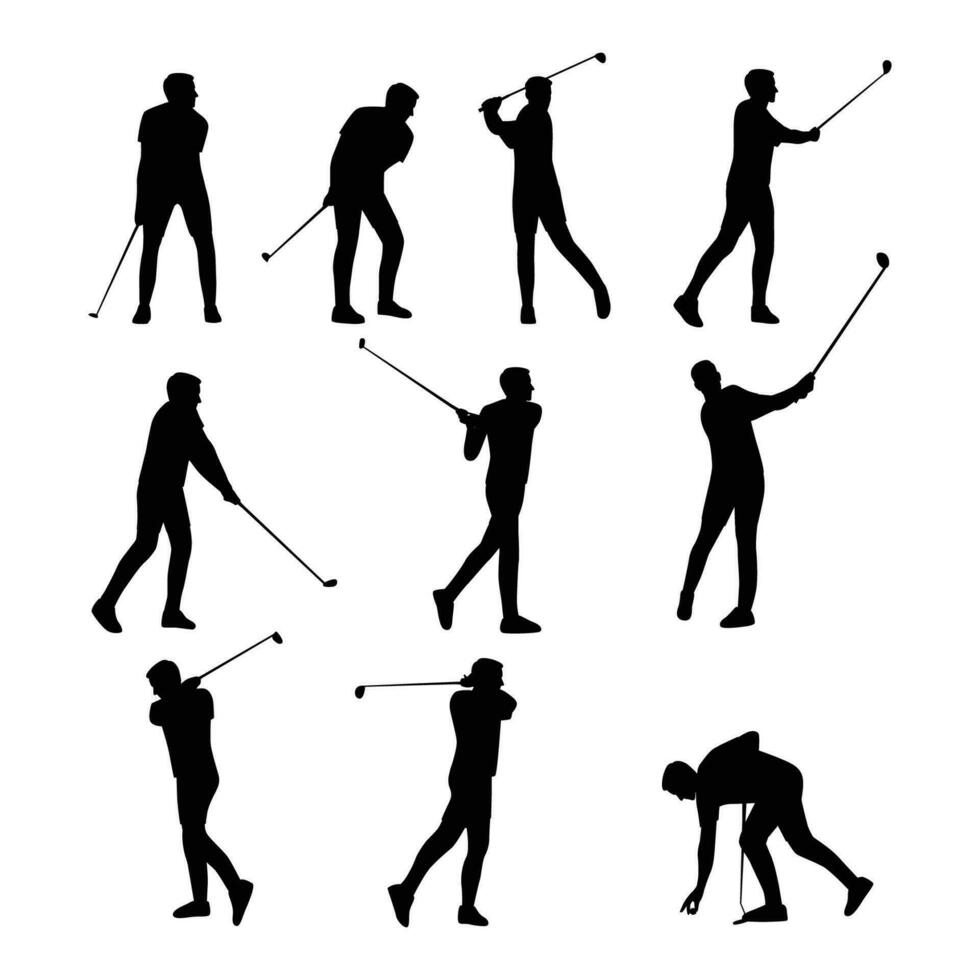 Mens golfers karakter set. vector
