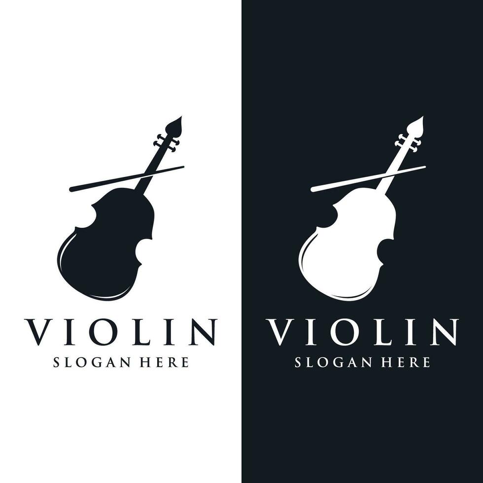 viool en viool geplukt instrument logo sjabloon ontwerp met vector illustratie.