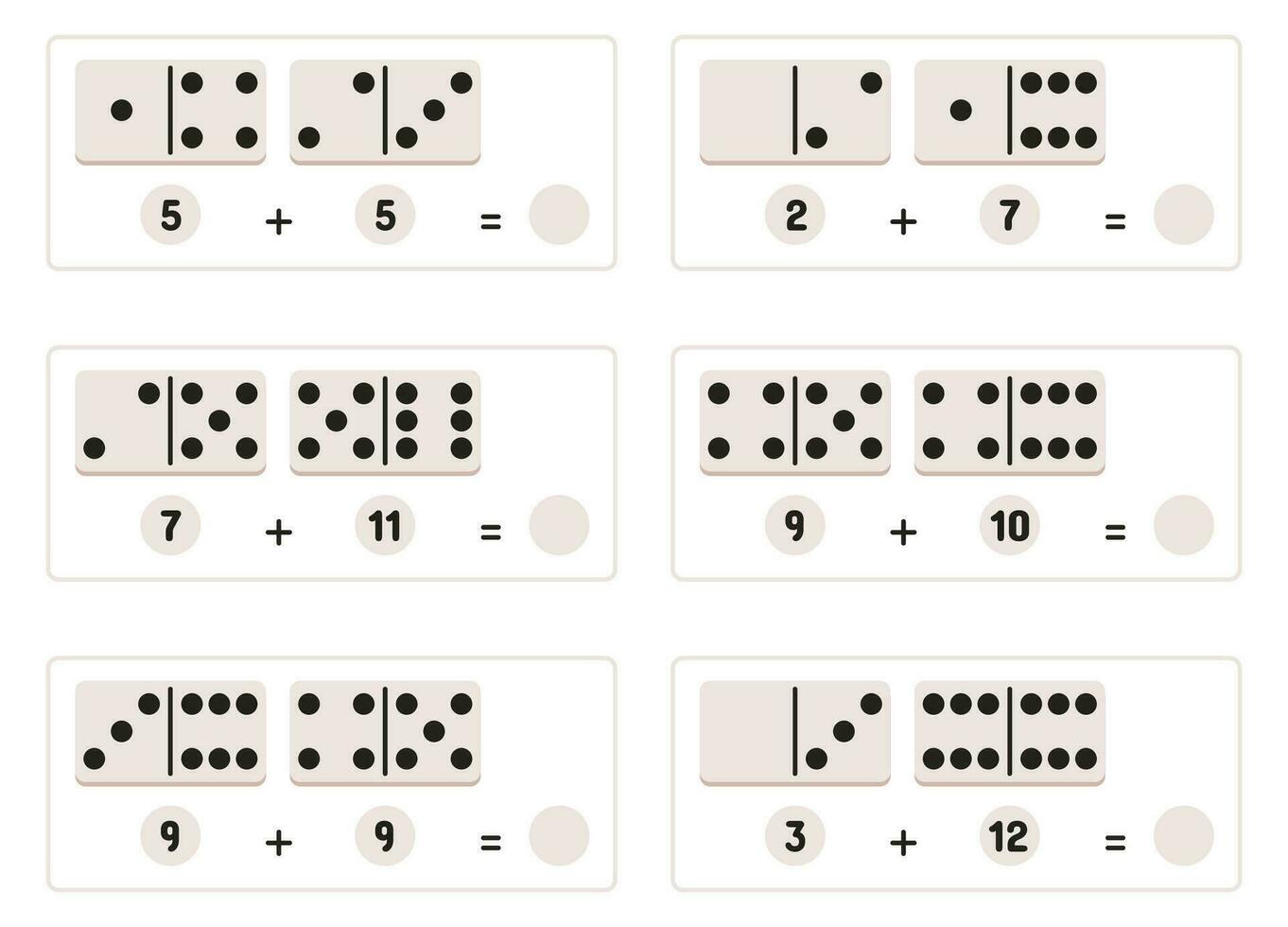 wiskunde opdrachten met domino stukken vector