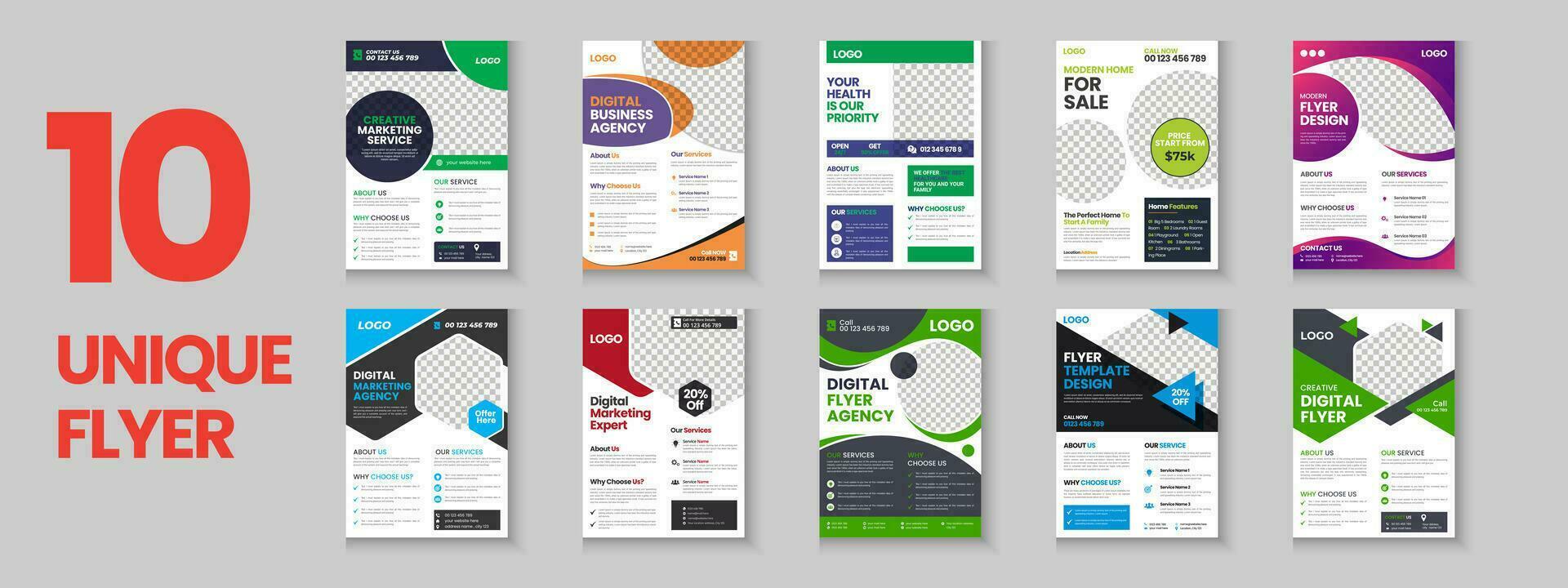 kleurrijk zakelijke folder verzameling, folder bundel, mega reeks helling kleur brochure, jaar- rapport, voorstel, brochure, bedrijf profiel, digitaal afzet poster, geval van studie, a4 lay-out met mockup vector