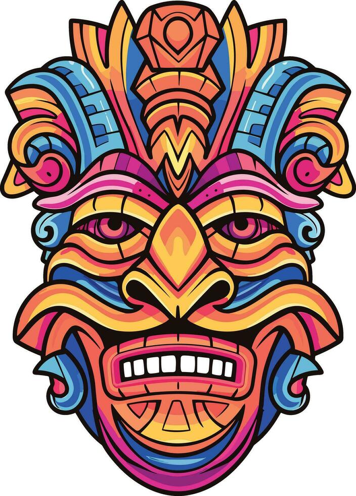 tiki festival, tiki masker vector illustratie, tiki maskers voor t-shirt ontwerp, sticker en muur kunst