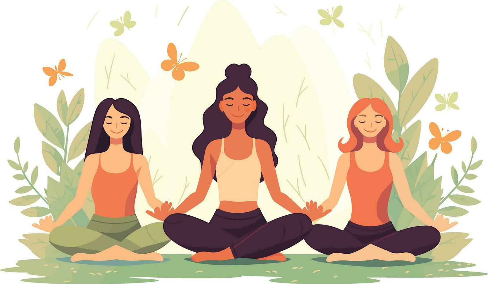 drie meisjes aan het doen illustratie, Internationale yoga dag, yoga dag banier, yoga dag achtergrond vector