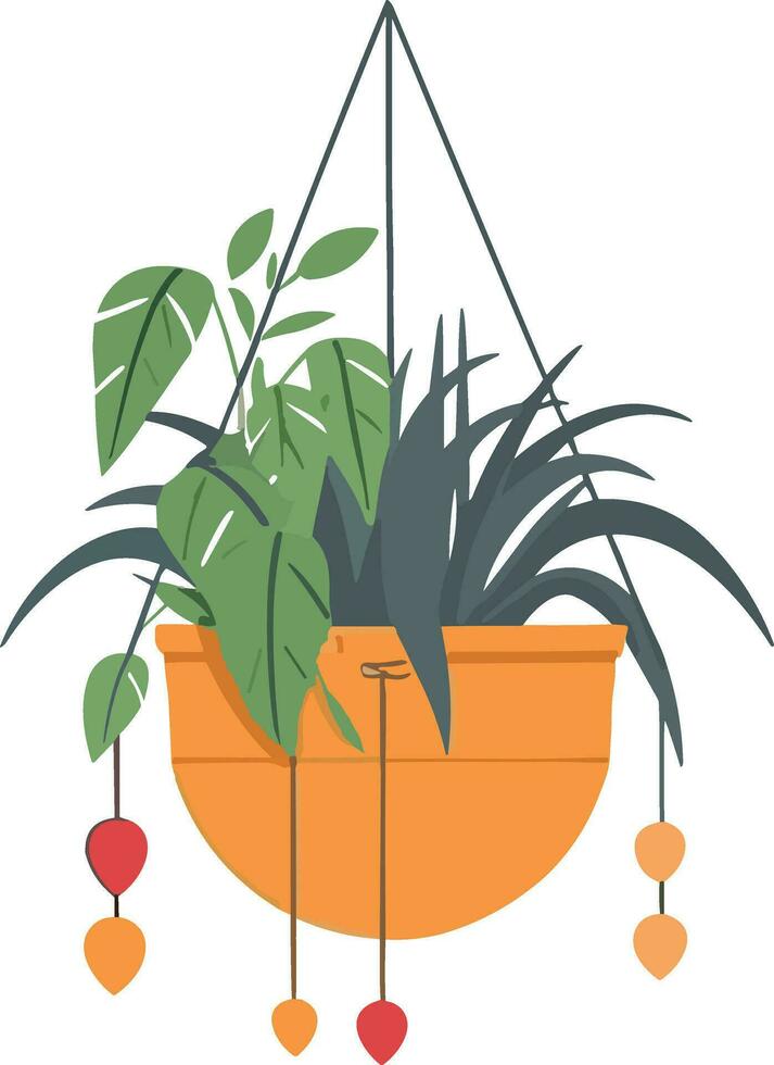 hangende bloem pot, fabriek pot illustratie, hangende bloem pot, fabriek pot voor huis decor vector