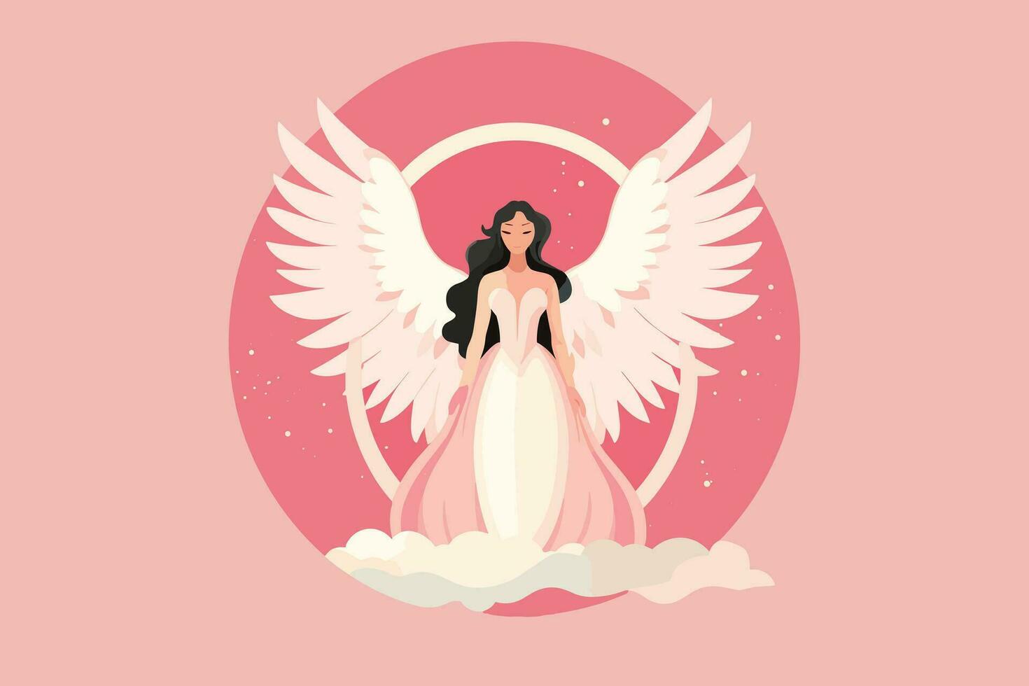 mooi fee met een engelachtig aura illustratie, engel met Vleugels illustratie in roze achtergrond vector