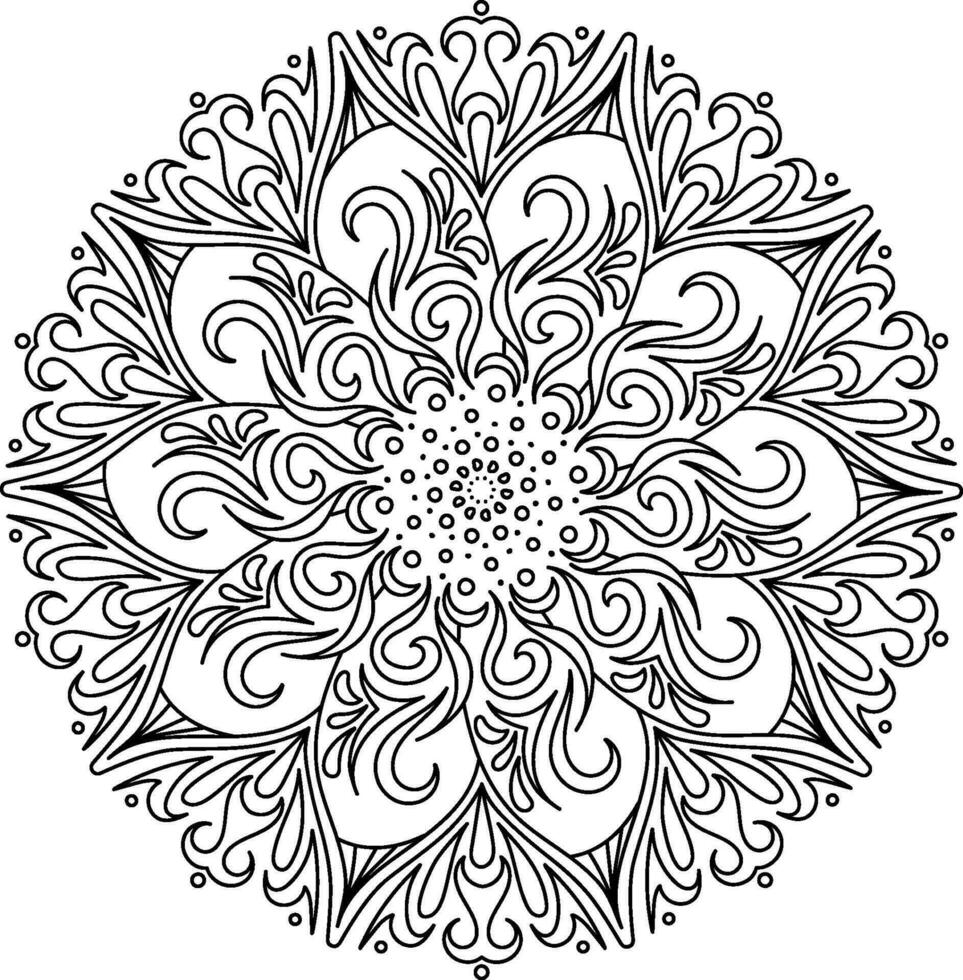 naadloos decoratief mandala ornament in etnisch oosters stijl. circulaire patroon in het formulier van mandala voor kleurenboek, mehendi, tatoeëren, decoratie en het drukken vector