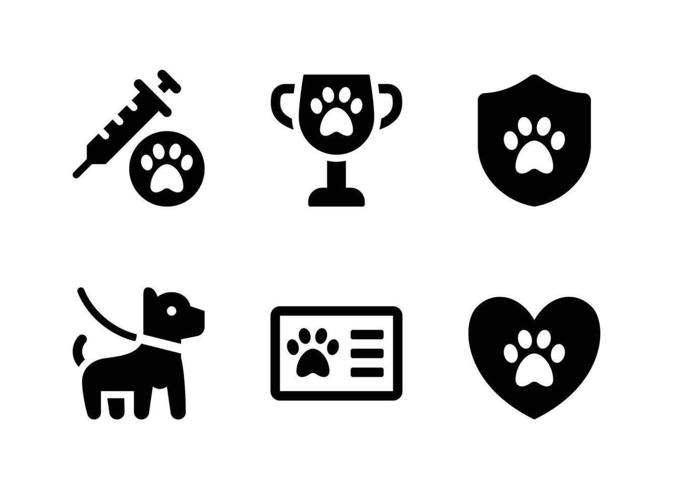 gemakkelijk reeks van huisdieren winkel vector solide pictogrammen