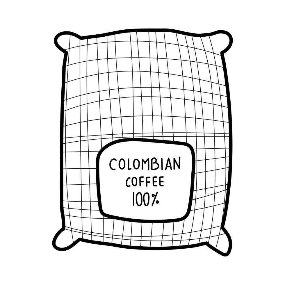 Colombiaanse koffiezak productlijn stijlicoon vector