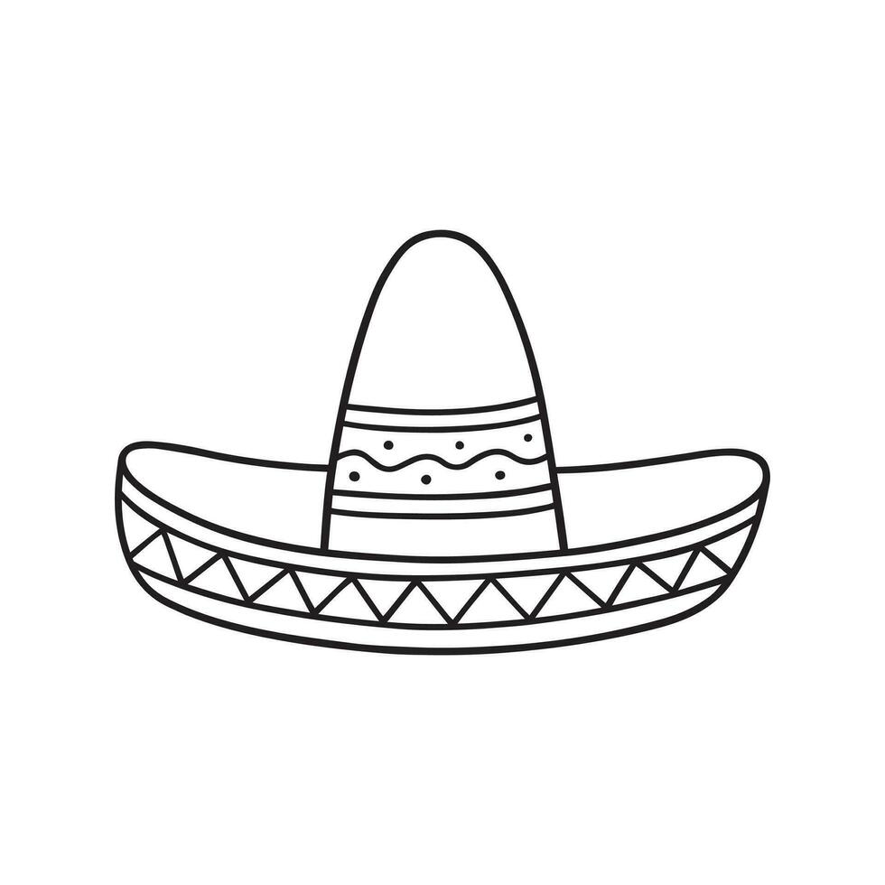Mexicaans sombrero hoed tekening. Mexicaans cultuur in schetsen stijl. hand- getrokken vector illustratie geïsoleerd Aan wit achtergrond