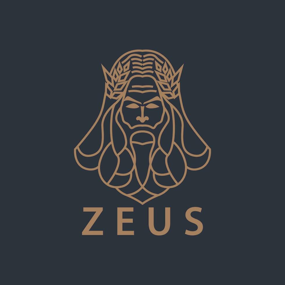 Zeus hoofd lijn kunst logo vector. vector illustratie.