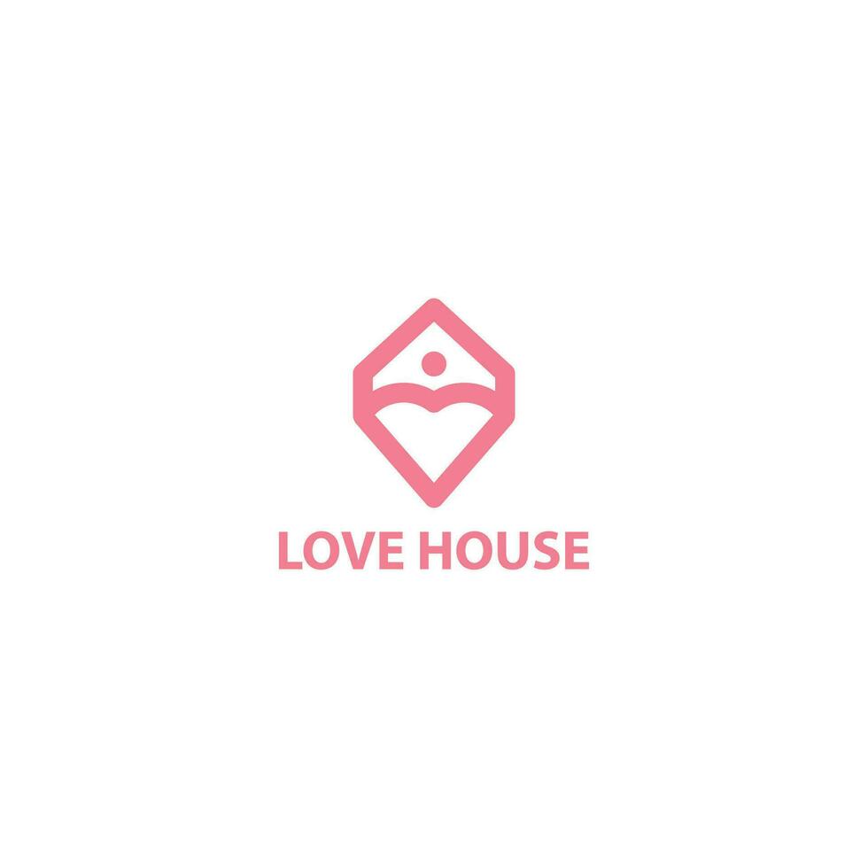 liefde huis logo, gemakkelijk lijn stijl vector