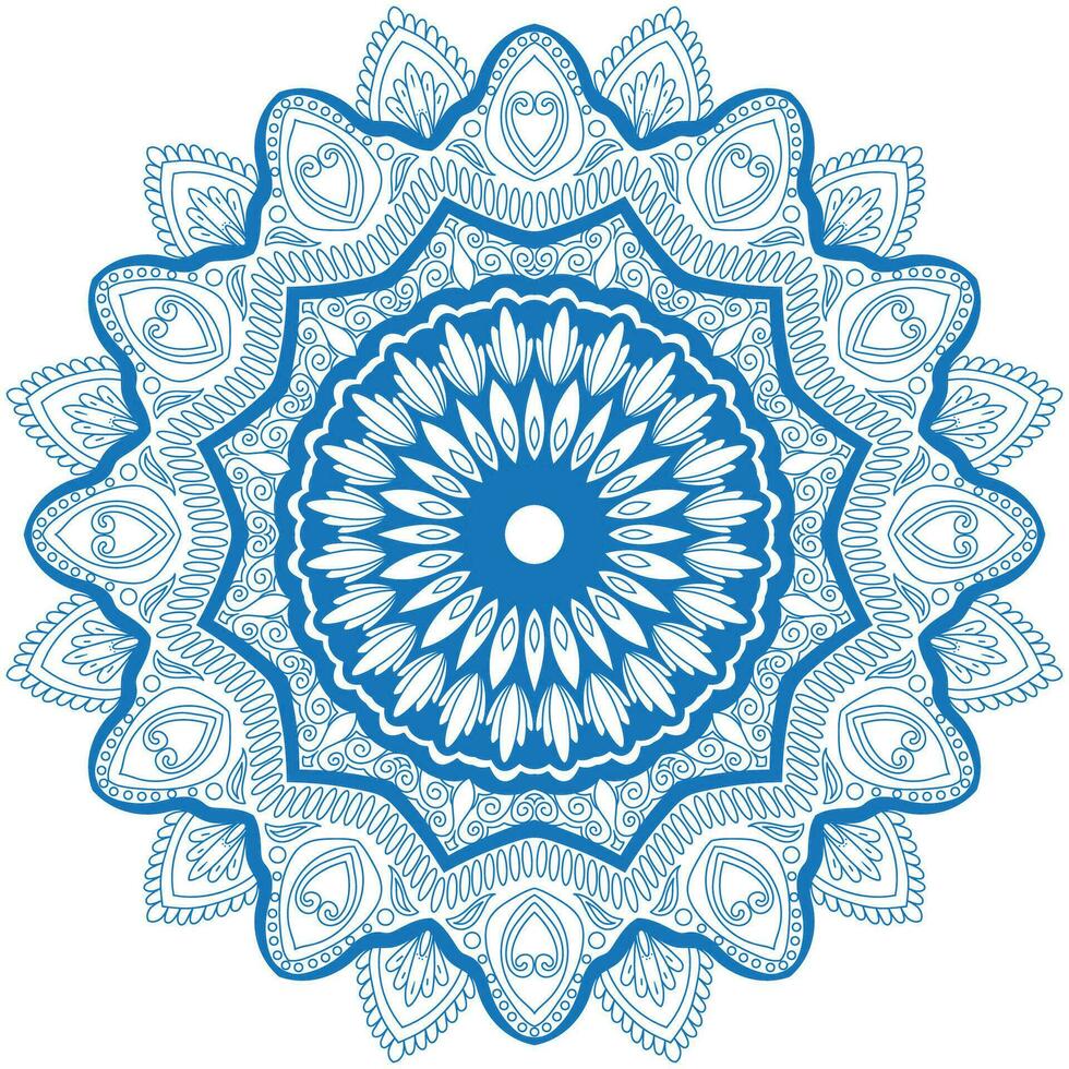 mandala tekening voor kleur blauw lijnen. wit achtergrond kleur boek vector