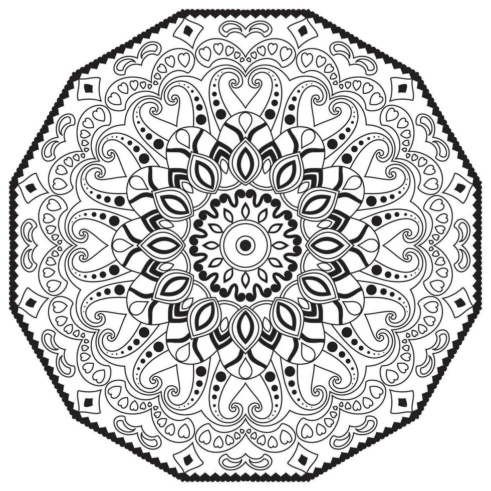 mandala tekening voor kleur zwart lijnen. wit achtergrond vector