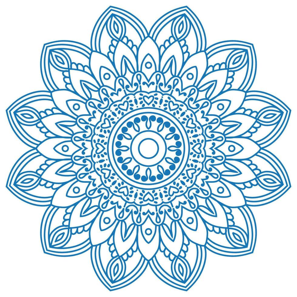 mandala tekening voor kleur blauw lijnen. wit achtergrond kleur boek vector