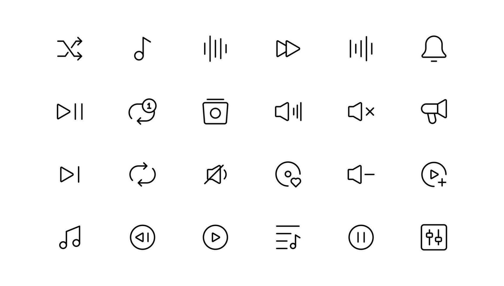 muziek- aantekeningen icoon set, muziek- aantekeningen symbool, muziek en geluid icoon set. vector