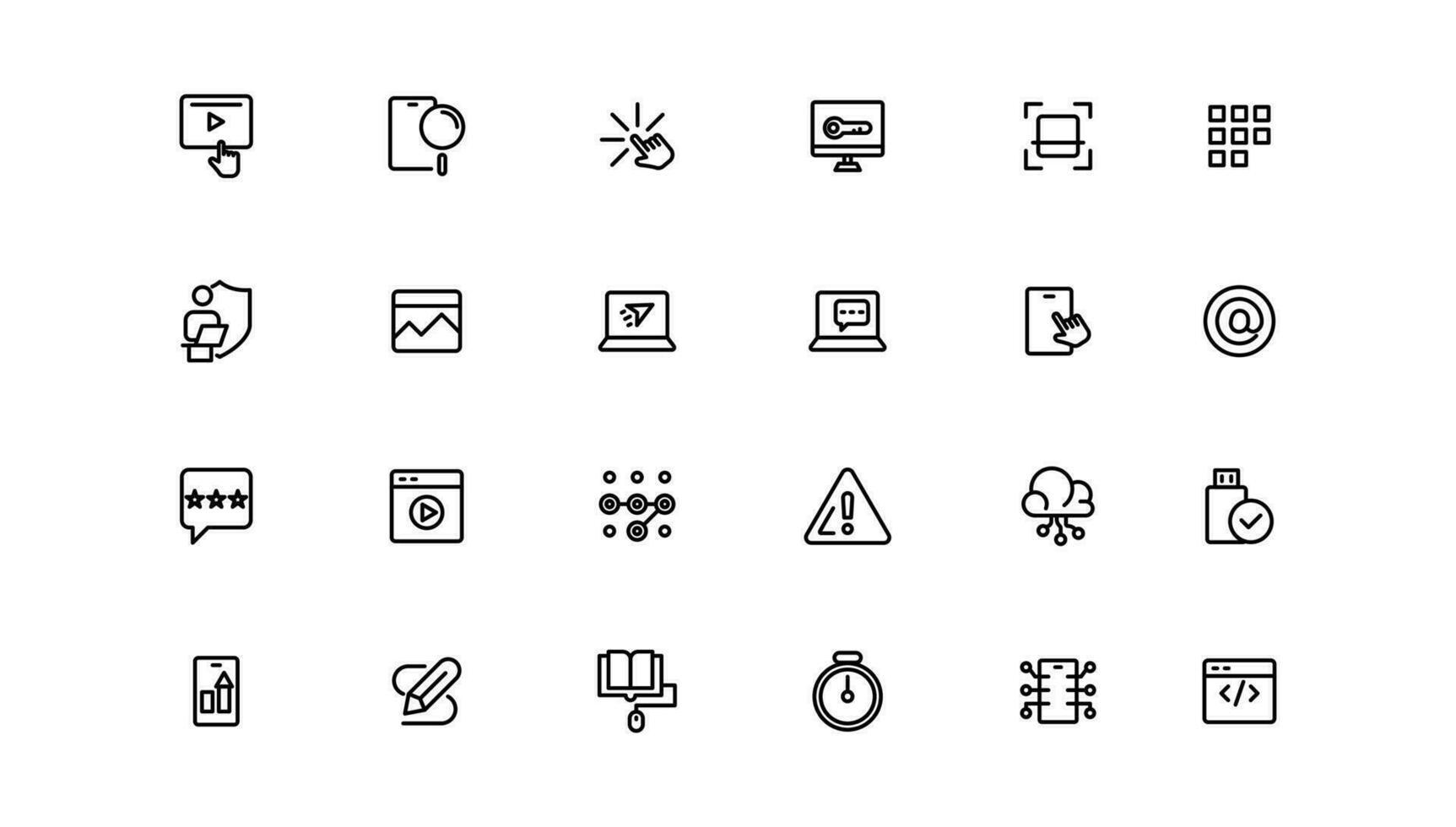 informatie technologie lineair pictogrammen verzameling.dun schets pictogrammen pak. vector