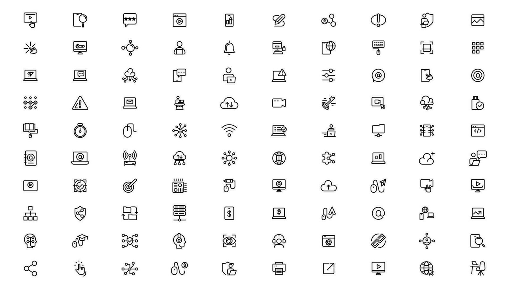 informatie technologie lineair pictogrammen verzameling.dun schets pictogrammen pak. vector