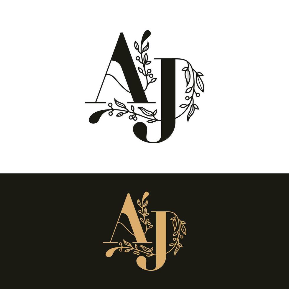 hand getekend bruiloft monogram aj logo vector