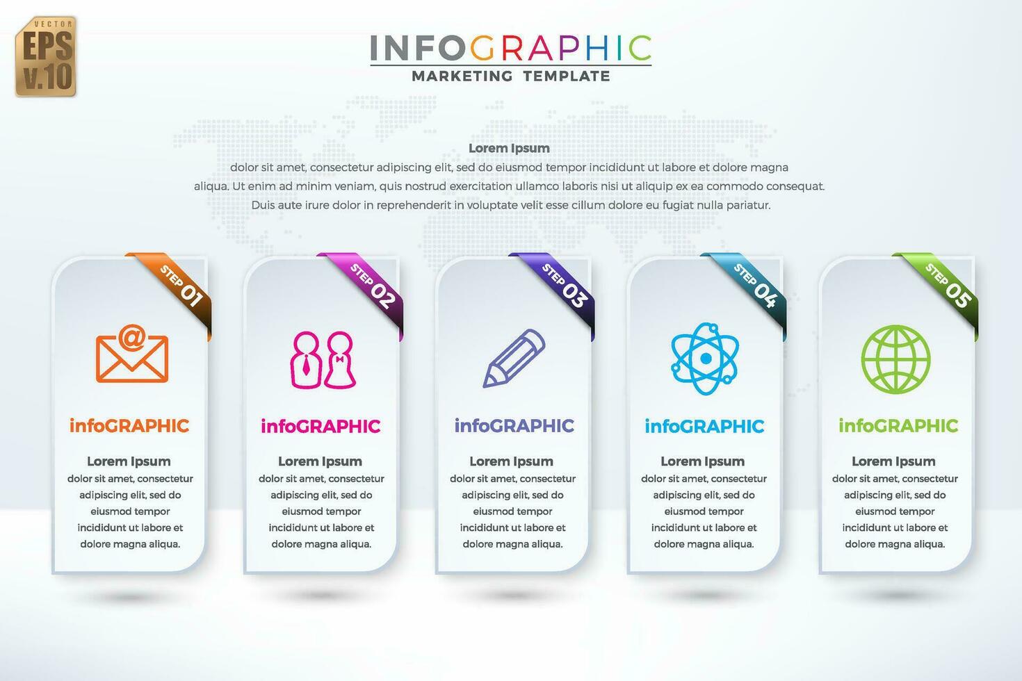 infographic bedrijf kleurrijk sjabloon vector ontwerp gemakkelijk pictogrammen en glimmend bar 5 opties of stappen geïsoleerd minimaal stijl. u kan gebruikt voor afzet werkwijze, workflow presentaties lay-out, afdrukken advertentie