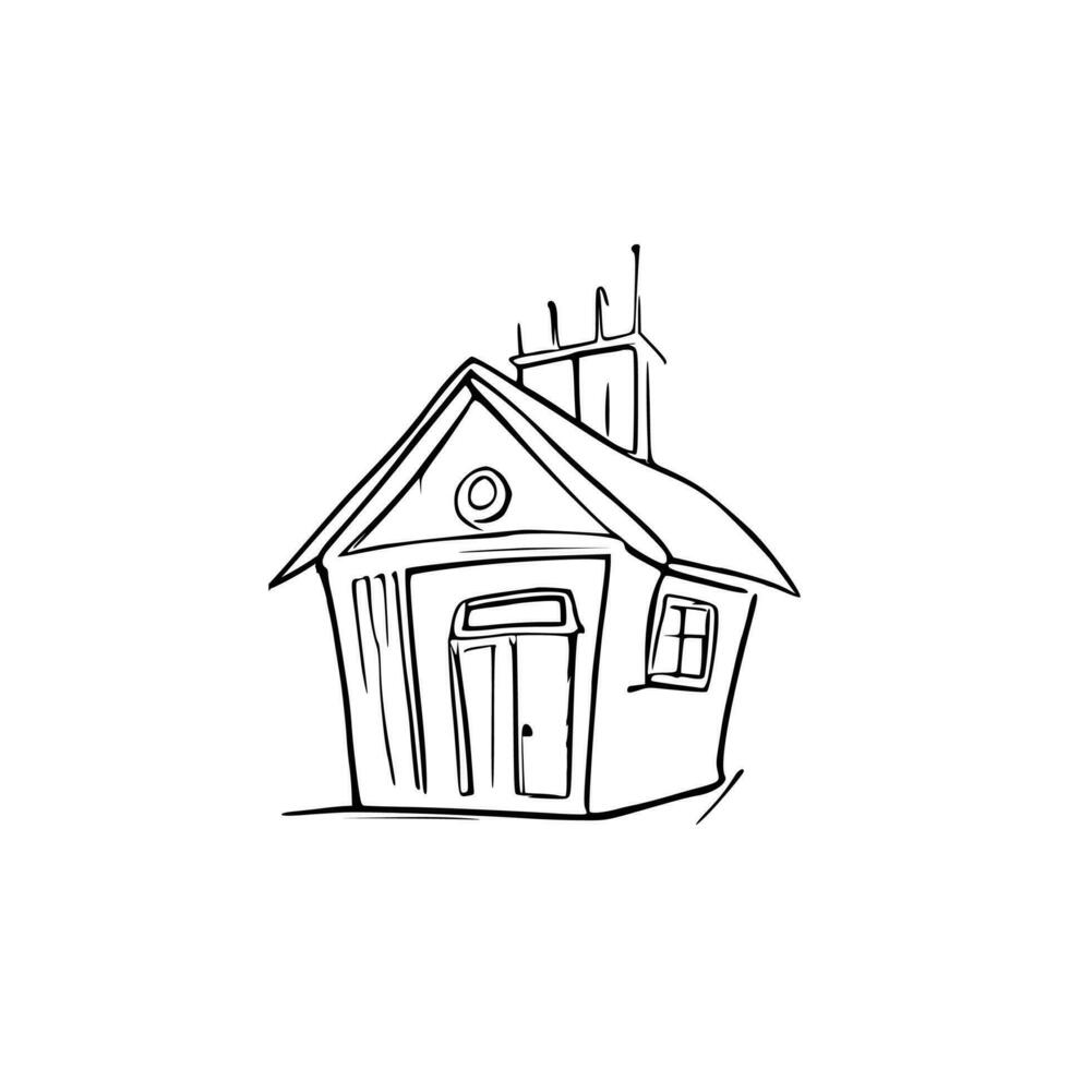 gemakkelijk lijn kunst huis vector. vector