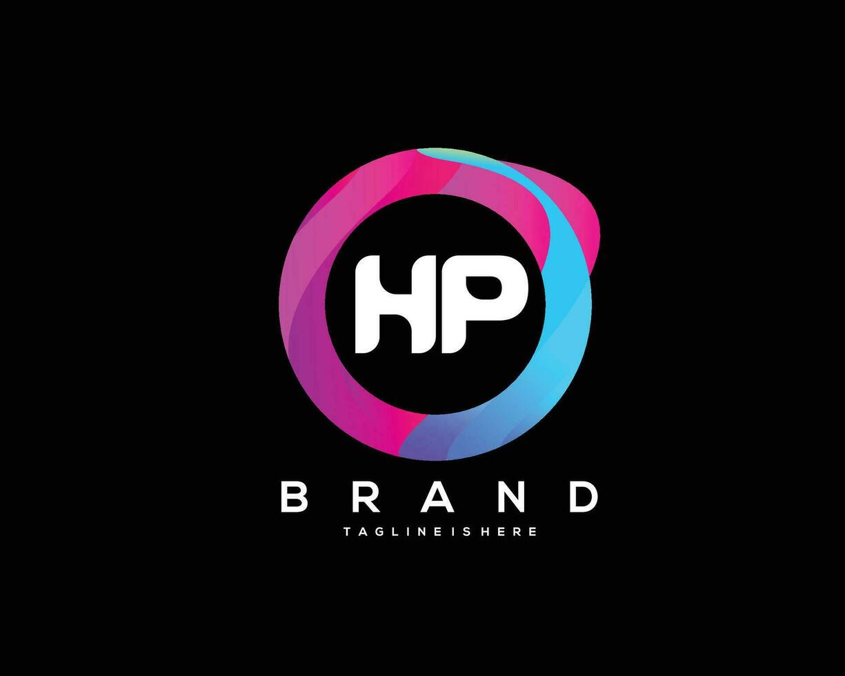 eerste brief hp logo ontwerp met kleurrijk stijl kunst vector