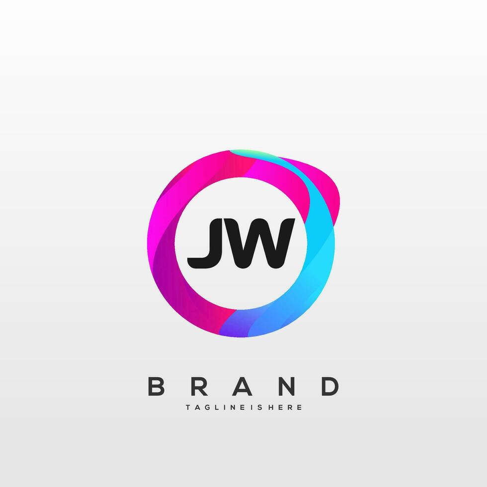 brief jw helling kleur logo vector ontwerp