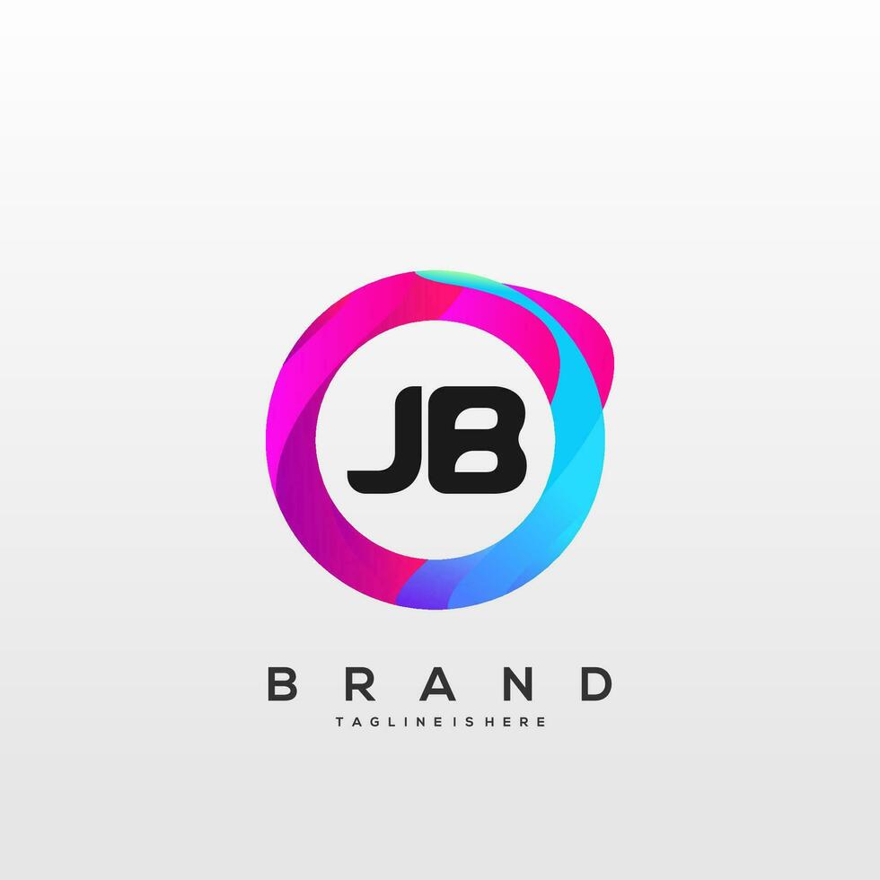 brief jb helling kleur logo vector ontwerp