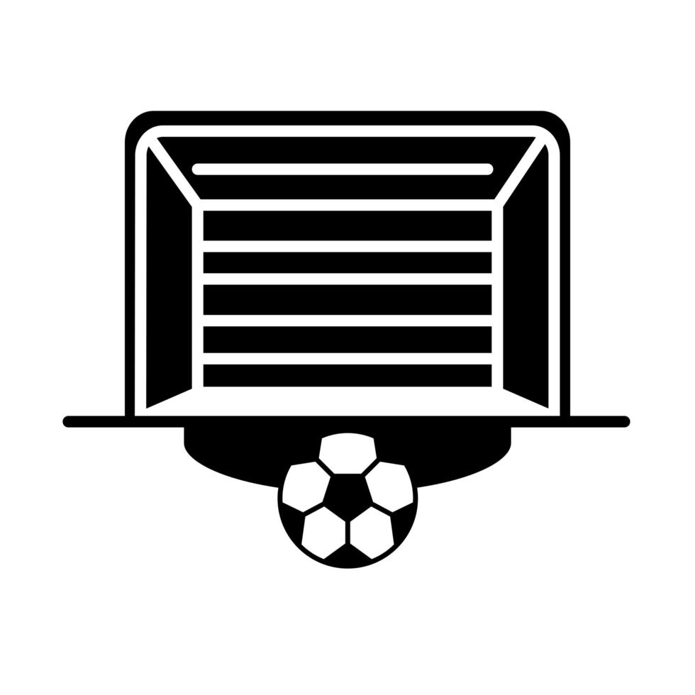voetbal spel doel net en bal competitie recreatief sport toernooi silhouet stijlicoon vector