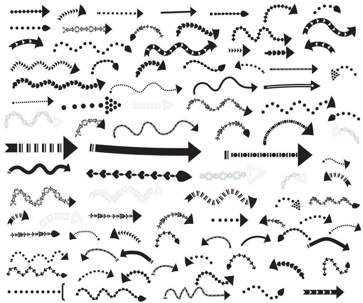 pijlen grote zwarte set pictogrammen. pijl icoon. pijl vector collectie. pijl. cursor. moderne eenvoudige pijlen. vector illustratie
